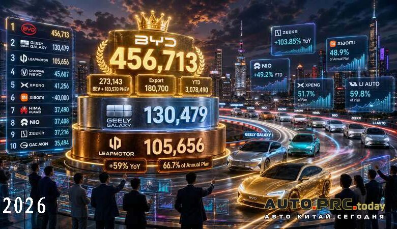 Рейтинг продаж электромобилей в Китае за сентябрь 2026 года